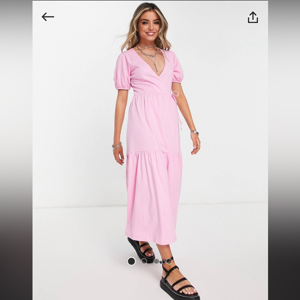 Pink tiered wrap dress